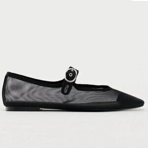 Zara FLAT MESH MARY JANES, black, 36
